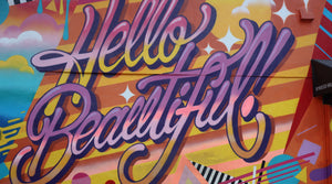 hello beautiful graffiti mural in Wynwood, FL