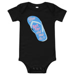 black onesie with you better calmate chancleta graphic on the front